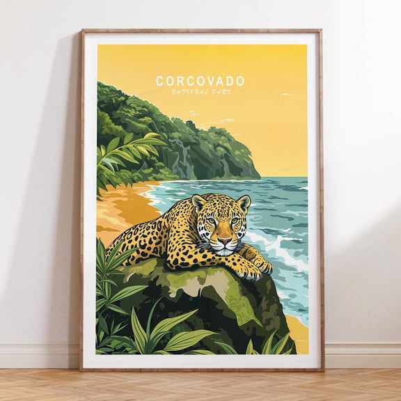 Corcovado National Park Costa Rica Minimalist Cityscape Wall Art, Unframed Paper Print Size 8x12