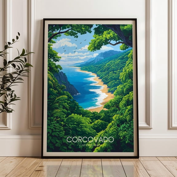 Corcovado National Park Travel Print, Costa Rica Wall Art Poster, Puntarenas Illustration Artwork, Hiking Home & Office Decor, Osa Gift Idea Wall Art, Modern Wall Decor, 8x12 UNFRAMED