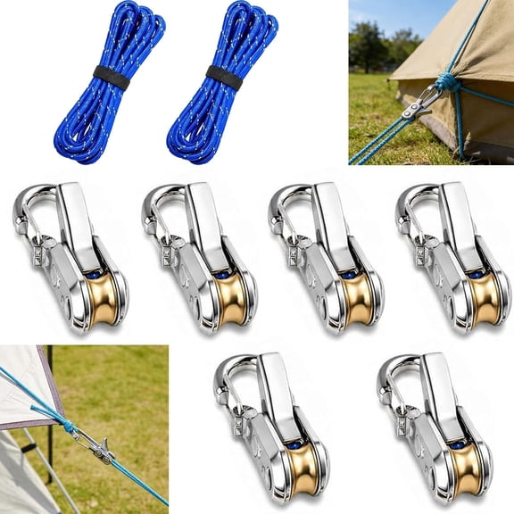 Cord And Rope Tightening Tool, Rope Rollers 6 Pack, Reflective Nylon Cord Cam Tensioner