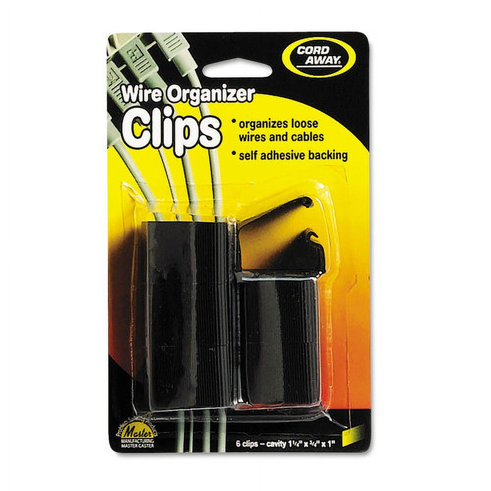 Self-Adhesive Wire Clips, Black, 6/Pack Self-Adhesive Wire Clips, Black, 6/Pack