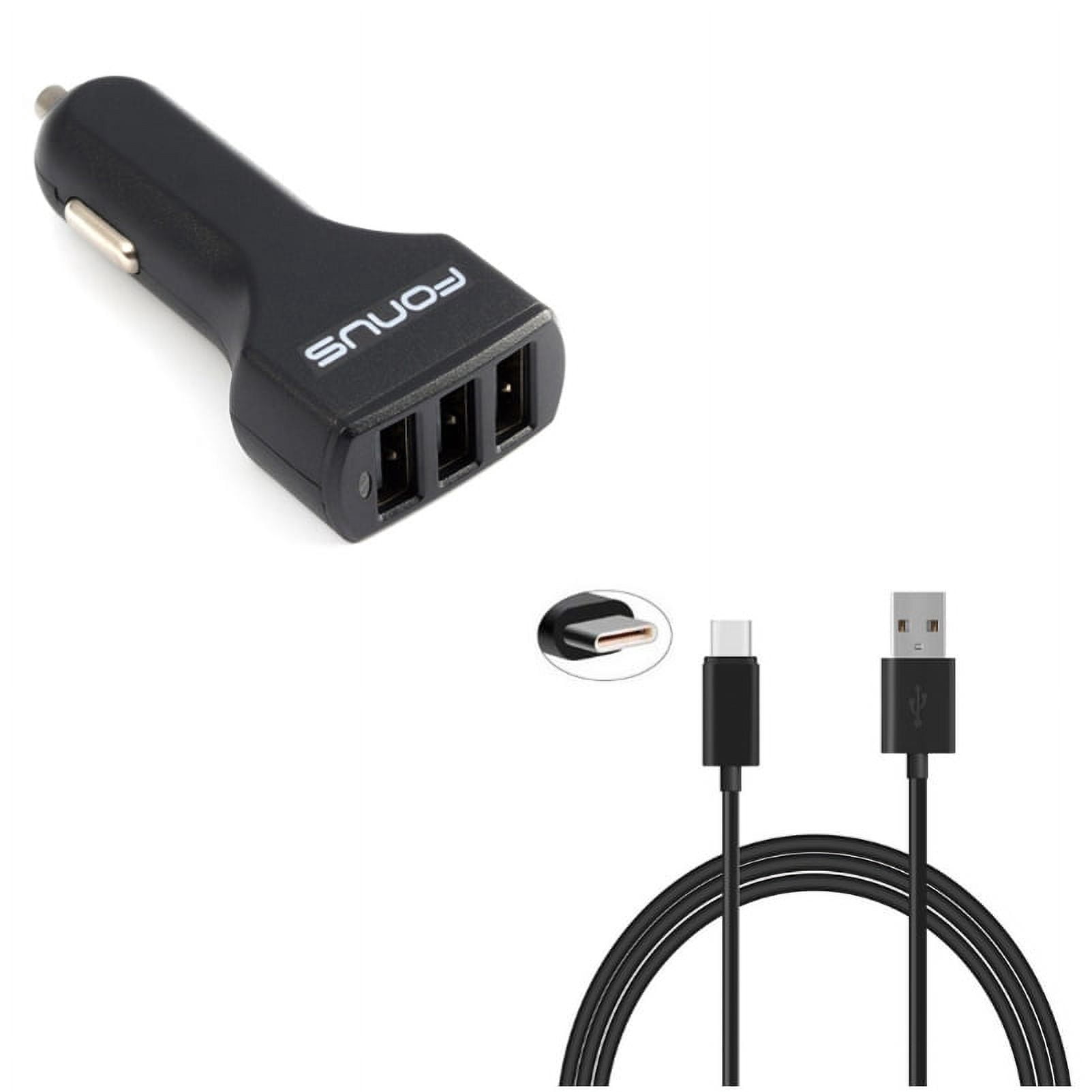 Cord Charger 6ft USB Cable w 3-Port USB 36W Car Charger G5N for Motorola Moto G7 Power Play G6 - Nokia 3.1, 7.1, 8, Plus - OnePlus 5T, 6, 6T, 7 Pro - Razer Phone 2 - RED Hydrogen One