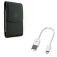 thumbnail image 1 of Cord Charger Short USB Cable w Holster Leather Case Belt Clip Y3E for iPhone XS Max XR 8 PLUS 7 Plus 6S Plus 11 Pro Max 6 Plus, 1 of 9