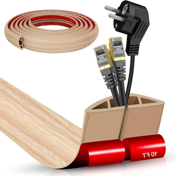 Cord Concealment Channel With Abrasion Resistant PVC Floor Wire Cover SelfStick