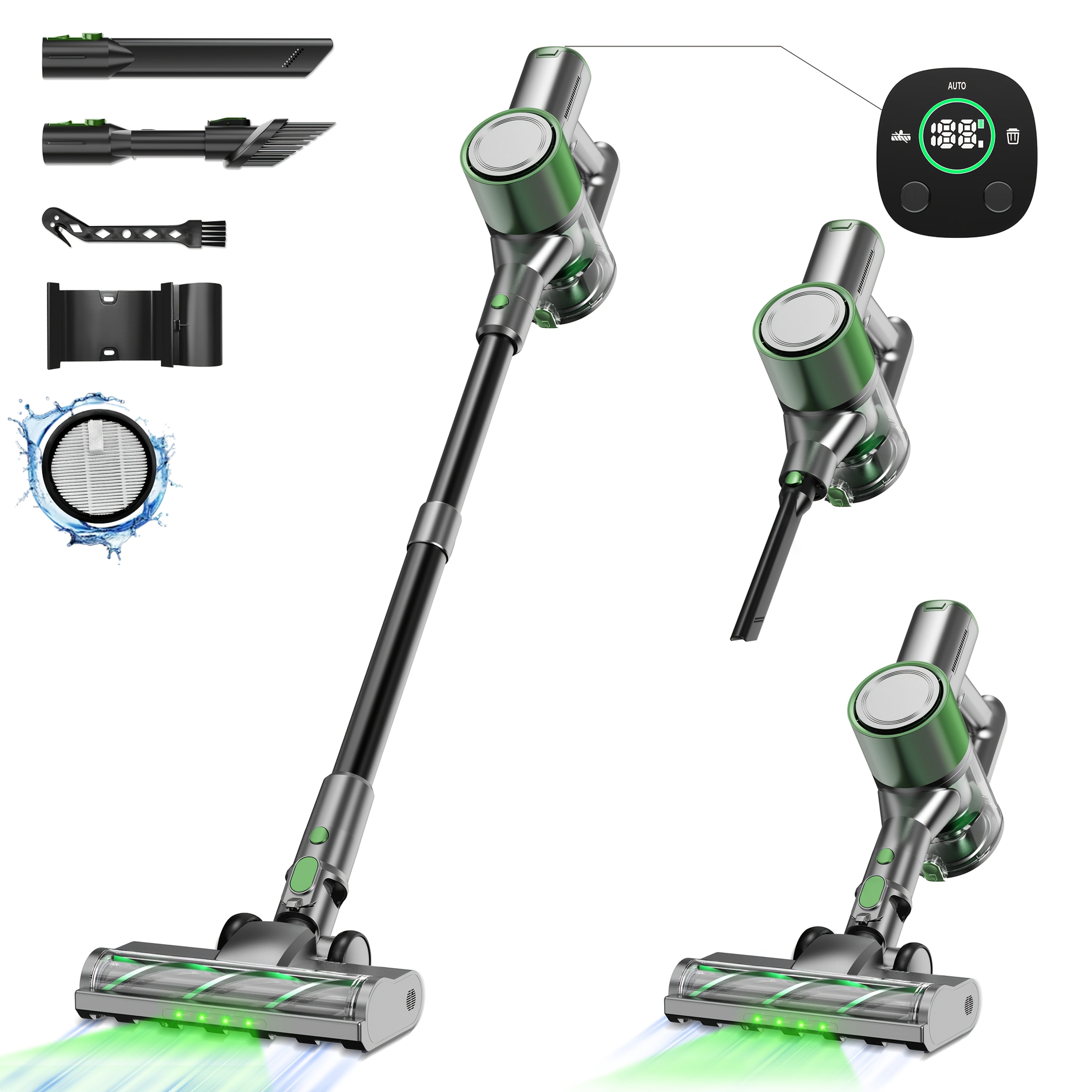 Cord and Cordless Vacuum Cleaner for Home, MAX 70Kpa Stick Vacuums Lightweight, some have with Detachable Battery Display, Max 45Mins Runtime, 8in 1 Handheld Vacuum for Hardfloor & Carpets Pet Hair