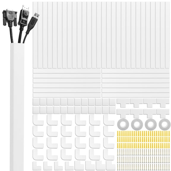 Cord Cover Raceway Kit  628 In Cable Paintable Concealer System Hider Wires Hiding Wall Mount Tv Powers Cords Home Office 40 X L15.7in W0.95in H0.55in
