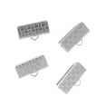 thumbnail image 1 of Cord Ends, Ribbon Pinch Crimp with Woven Texture 16.5mm, 4 Pieces, Silver Plated, 1 of 1