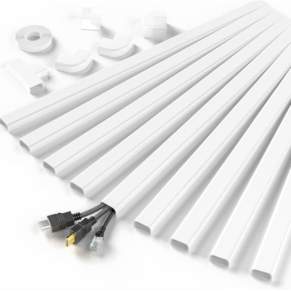 Cord Hider, 142in Cable Hider, Cord Covers for 2-3 Wires on Wall, Wire Covers for Cords, Wire Hiders for TV on Wall, Easier Setup Cable Cover Cable Management, W0.94 H0.47in, White