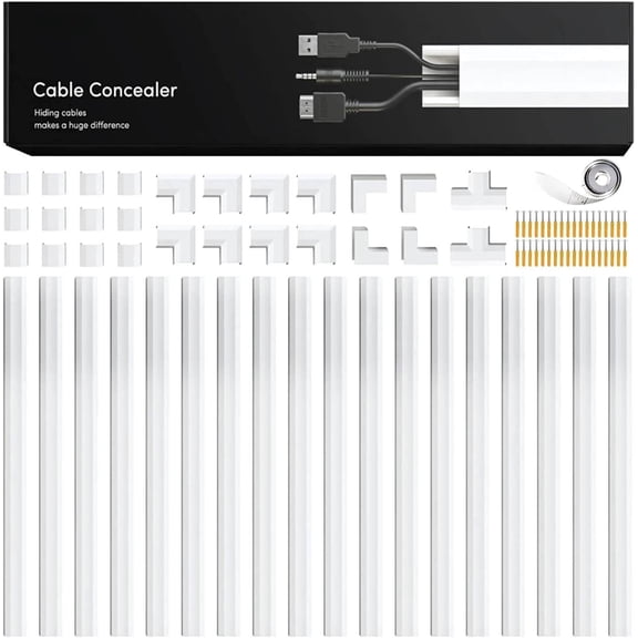 Cord Hider - 300" Cover Wall Cable  Concealer Wire Hiders For Tv On Wall. Management Raceway Covers Cords (white Large)