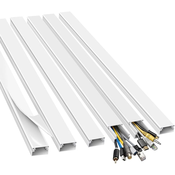 Cord Hider, 72in Wire Covers for Cords on Wall, Premium Cable Hider Cord Covers for Wires, Cable Management Wire Hiders for TV, Cable Raceway Kit, W0.95 H0.55in, White