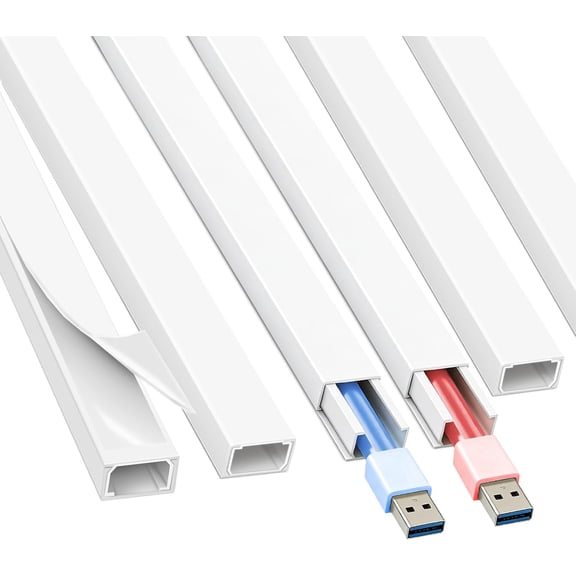 Cord Hider, 80in One-Cord Cable Concealer, Cord Covers for Wires on Wall, Easy Install Cable Management Kit for 2 Small Wires, Cables Raceway Home Office, W0.59in H0.4in, White