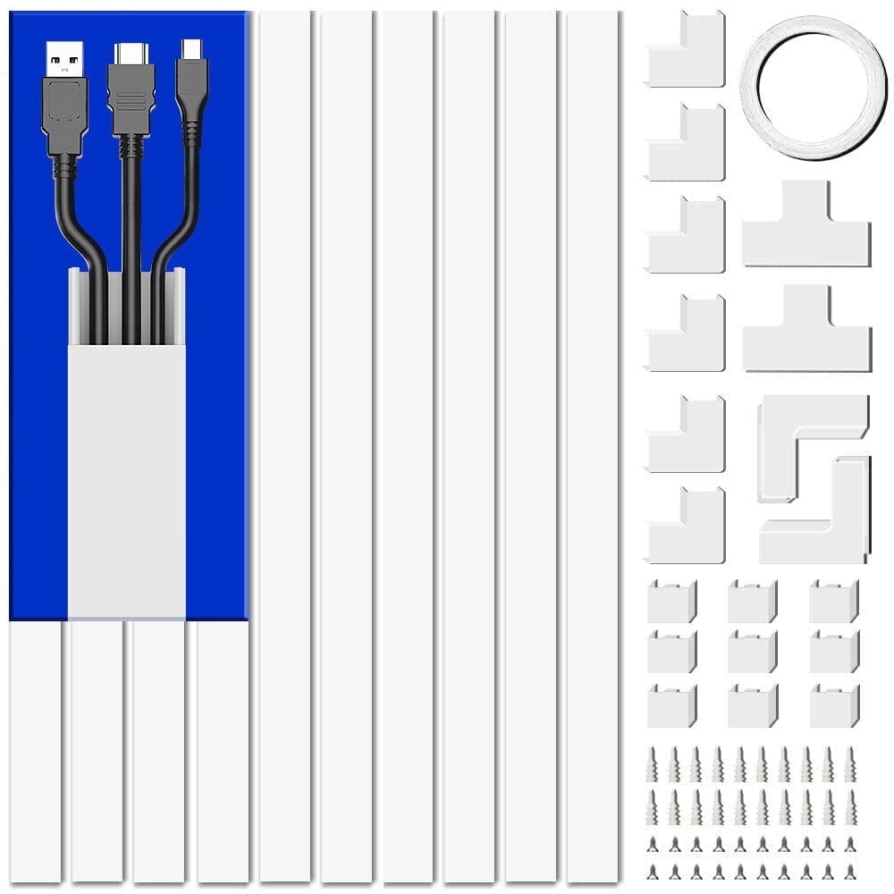White PVC 157in Cord Cover Raceway Kit