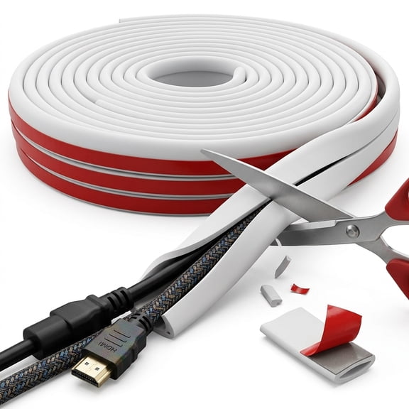 Cord Hider Wall - 26.2ft (8M) Cord Covers for Wires on Wall, Paintable Silicone TV Cable Hider, Self Adhesive Wire Raceway Cover for Wall Mounted TV, White