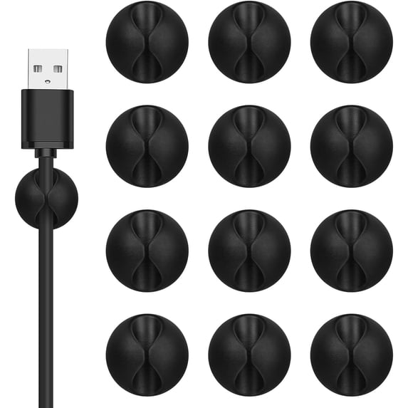 Cord Holder Cable Clips, 20PCS Black Adhesive Cord Organizer Charger Holder Wire Management Keeper for Nightstand, Desk, Office or Mouse