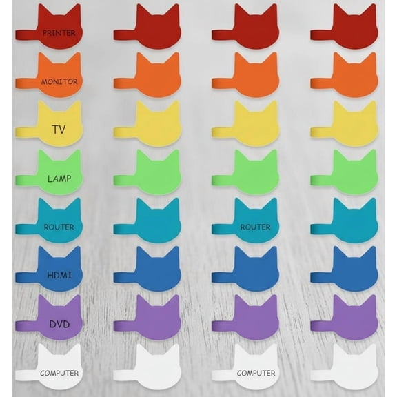 Cord Labels Cable Label, Multicolored Handwriting Cord Tags - Kitty Head Shape Tags for Organizing Wires and Identification, Reusable with Multiple Uses - 32 PCS