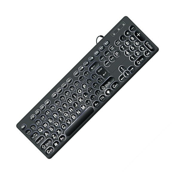 Cord Large Print 104 Size Computer Keyboards High Contrast Black & White Key