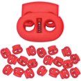 thumbnail image 1 of Cord Lock Cord Stop Tightener Lace Locking End Two Hole Fastener for Drawstrings Shoelaces Bow Cord Bungee Cord 20 PCs Red 0.85 Inch, 1 of 5