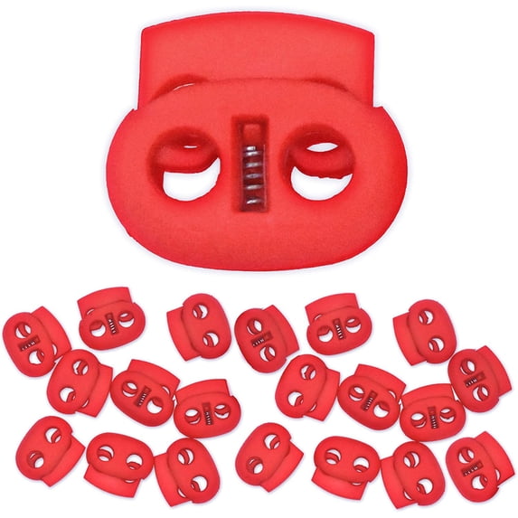 Cord Lock Cord Stop Tightener Lace Locking End Two Hole Fastener for Drawstrings Shoelaces Bow Cord Bungee Cord 20 PCs Red 0.85 Inch