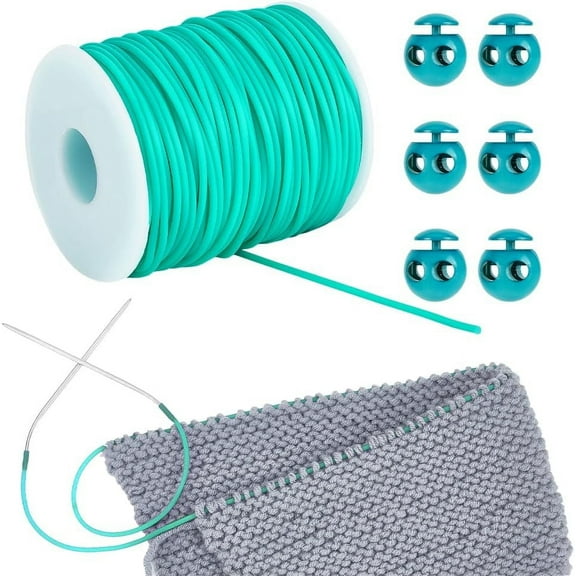 Cord Lock Kit 54.68 Yards Tubular Rubber Cord 6 Pcs Plastic Cord Locks for Drawstring Cord Stop Elastic Shoelace Lock Fastener Slider Clip Medium Turquoise diy