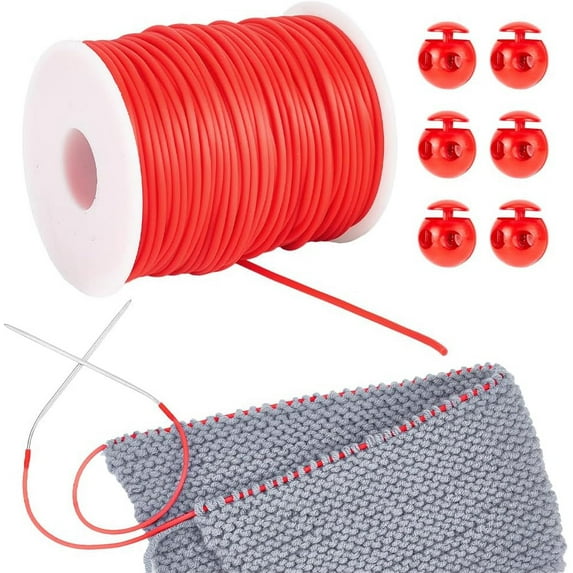 Cord Lock Kit 54.68 Yards Tubular Synthetic Rubber Cord 6 Pcs Plastic Cord Locks for Drawstring Cord Stop Elastic Shoelace Lock Fastener Slider DIY