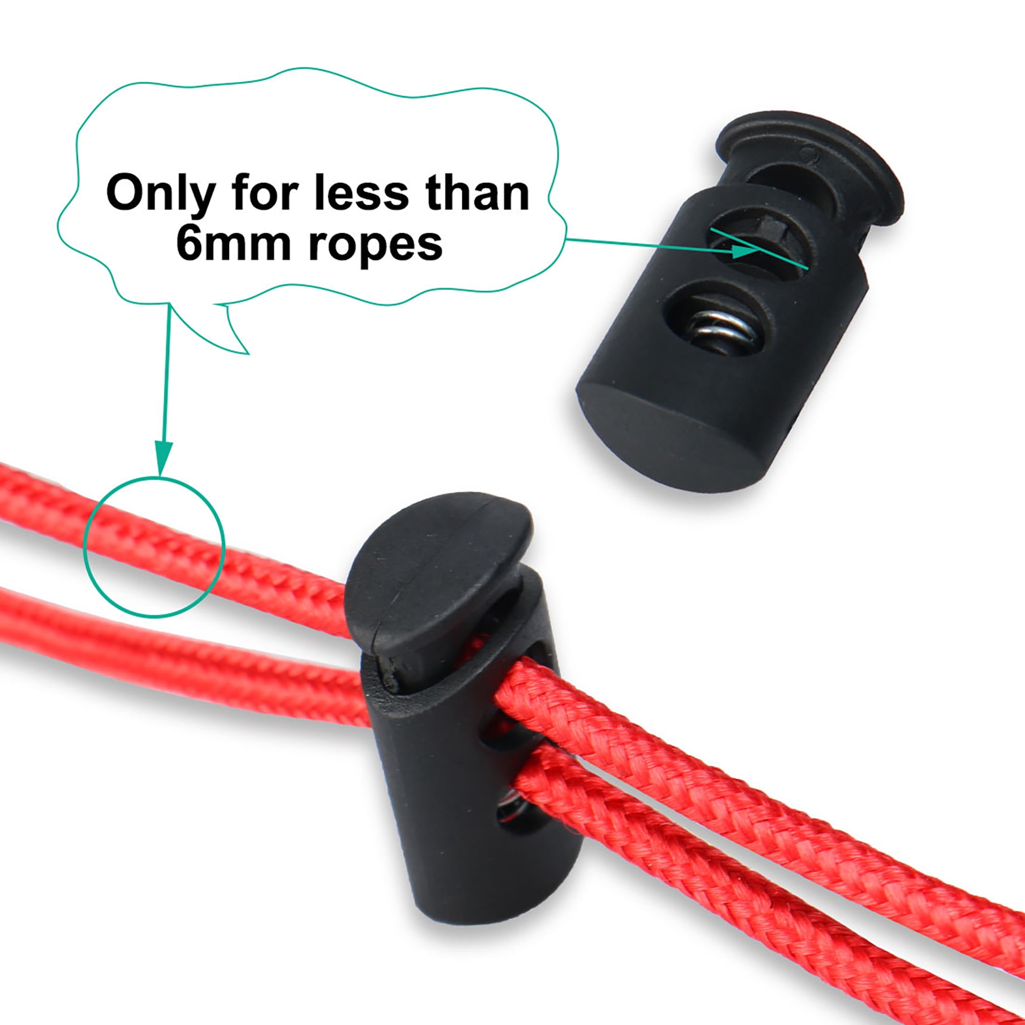 AREVERA 100 Pcs Cord Locks for Drawstrings - Elastic Cord Adjuster Non Slip  Stopper - Cord Stops for Drawstring Toggle small (Black)