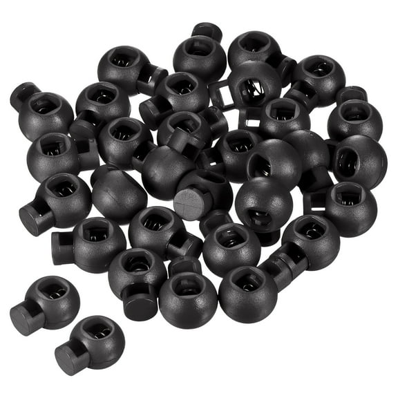 Cord Locks, Ball Spring Toggle Stopper for Drawstring Bag Shoelaces, Black 100 Pack