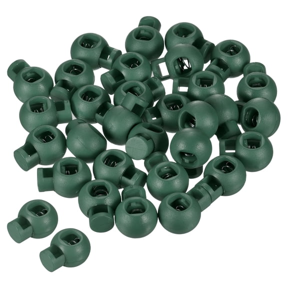 Cord Locks, Ball Spring Toggle Stopper for Drawstring Bag Shoelaces, Dark Green 100 Pack