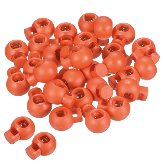 Cord Locks, Ball Spring Toggle Stopper for Drawstring Bag Shoelaces, Orange Red 30 Pack