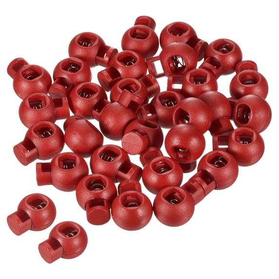 Cord Locks, Ball Spring Toggle Stopper for Drawstring Bag Shoelaces, Wine Red 30 Pack