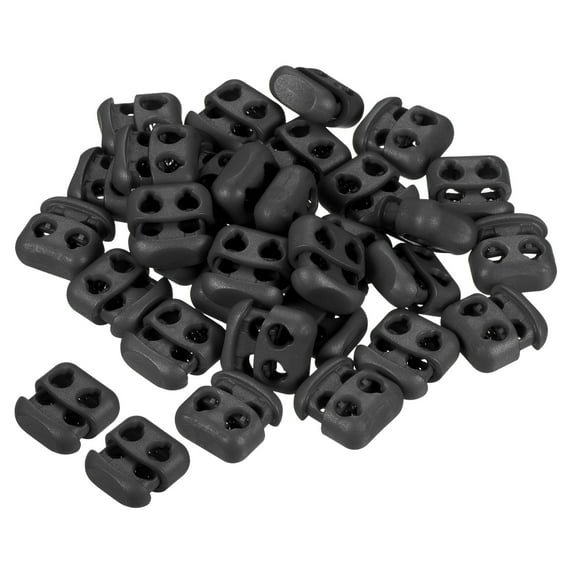 Cord Locks, Oval Spring Toggle Stopper for Drawstring Bag Shoelaces, Black 100 Pack