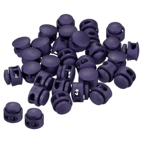 Cord Locks, Round Spring Toggle Stopper for Drawstring Bag Shoelaces, Dark Purple 30 Pack