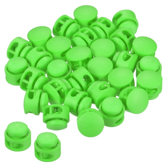 Cord Locks, Round Spring Toggle Stopper for Drawstring Bag Shoelaces, Fruit Green 100 Pack