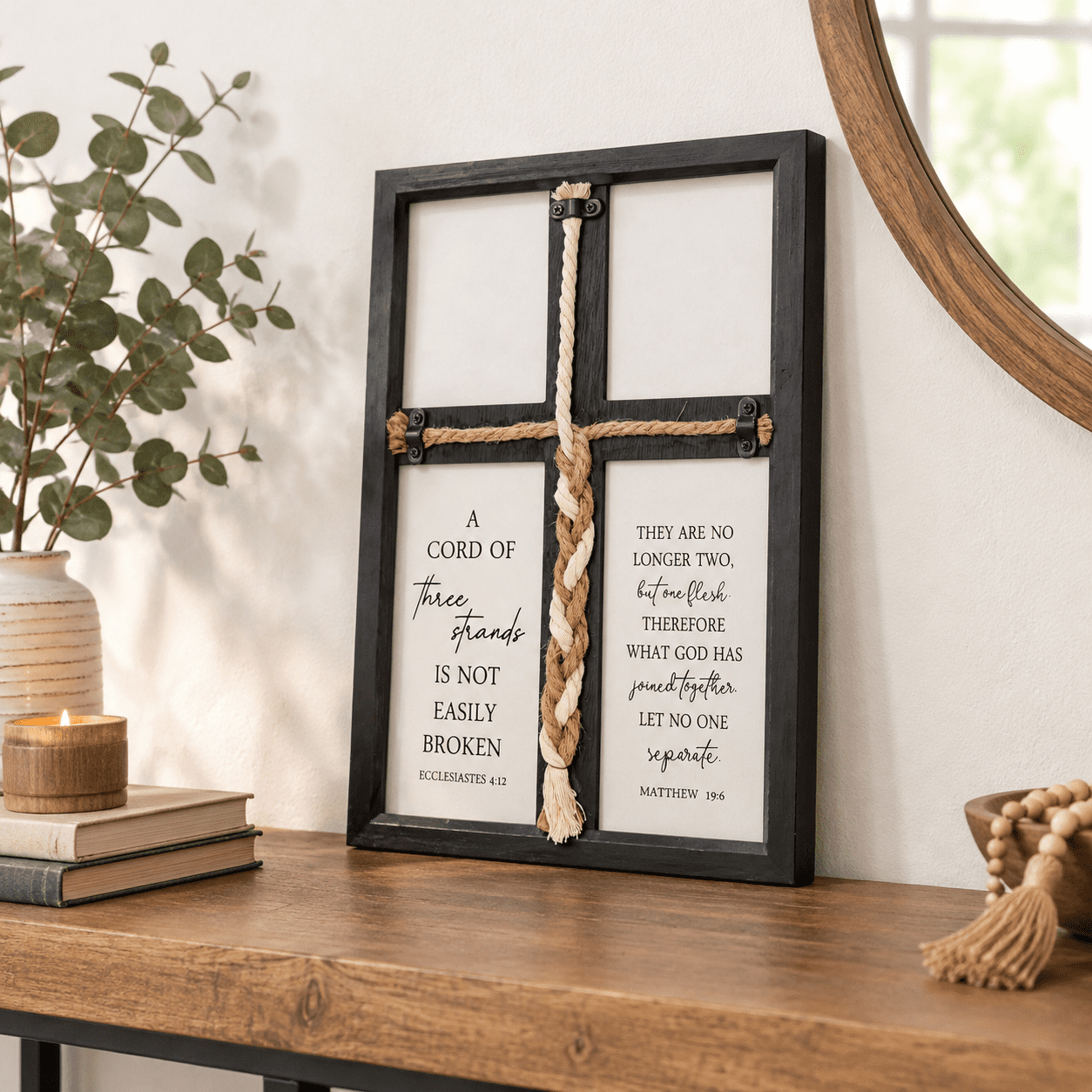 Cord Of Three Strands Wedding Unity Sign Framed 15x10 Inch Black ...