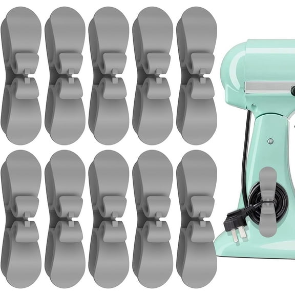 Cord Organizer for Appliances 10 Pcs Cord Winder Cable Organisers for Kitchen Adhesive Cord Wrapper Holder Stick On Cable Tidy Cord Keeper for Air Fryer Mixer Coffee Maker Pressure Cooker(Grey)