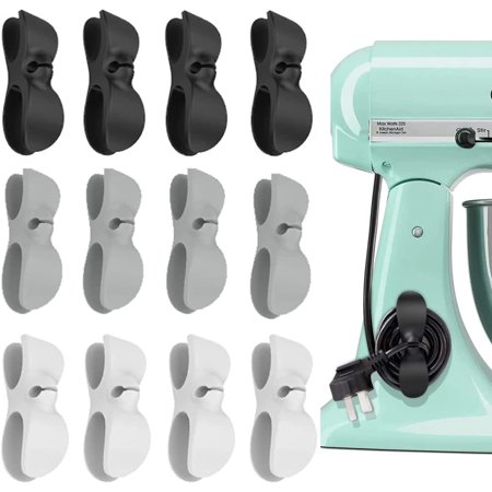 Cord Organizer for Appliances, Upgraded Kitchen Cord Organizer, Adhesive Cord Holder Stick on Cooker Accessories for Mixer, Coffee Maker, Pressure Cooker and Air Fryer (12Pcs)