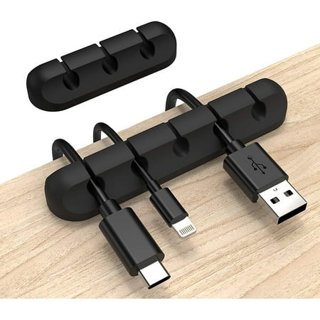Cord Organizer, Cable Clips Cord Holder, Cable Management USB Cable Power Wire Cord Clips, 2 Packs Cable Organizers for Car Home and Office (5, 3 Slots)