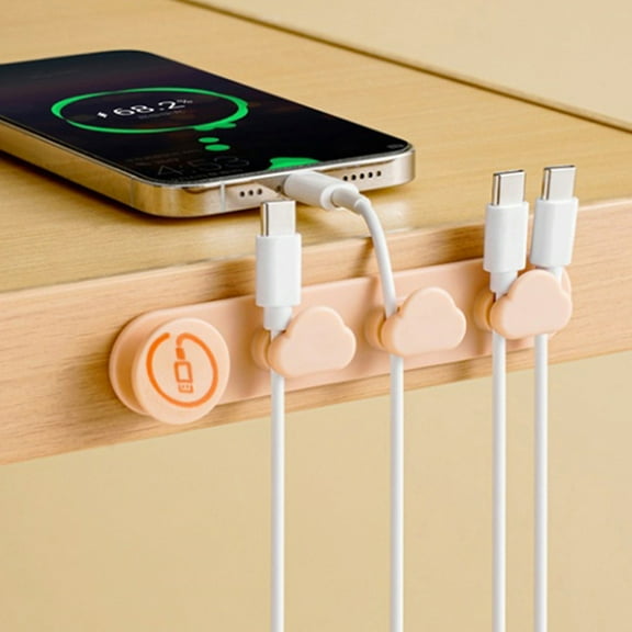 Cord Organizer Holder Clouds Shaped Cord Holder for Nightstand 4 Heads Cable Clips Strong Adhesive Management Wire Holder Organizer for Desk Nightstand Phone Charger Computer Home Office Car