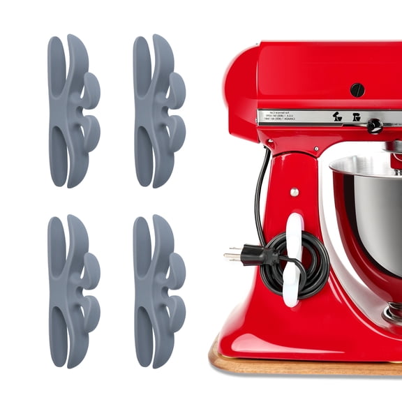 4 Pack Cord Organizer for Kitchen Appliances, Stick On Appliance Wire Organizer Wire Wrapper for Kitchen Appliances Stand Mixers, Coffee Maker （Gray)