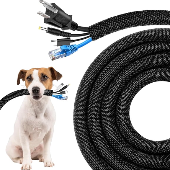 Cord Protectors from Pets No Chew, 10ft - 1/2 inch Ultra Durable Cord Covers for Pets, Bite-Resistant Cable and Wire Protector for Cats, Dogs, Rabbits - Black