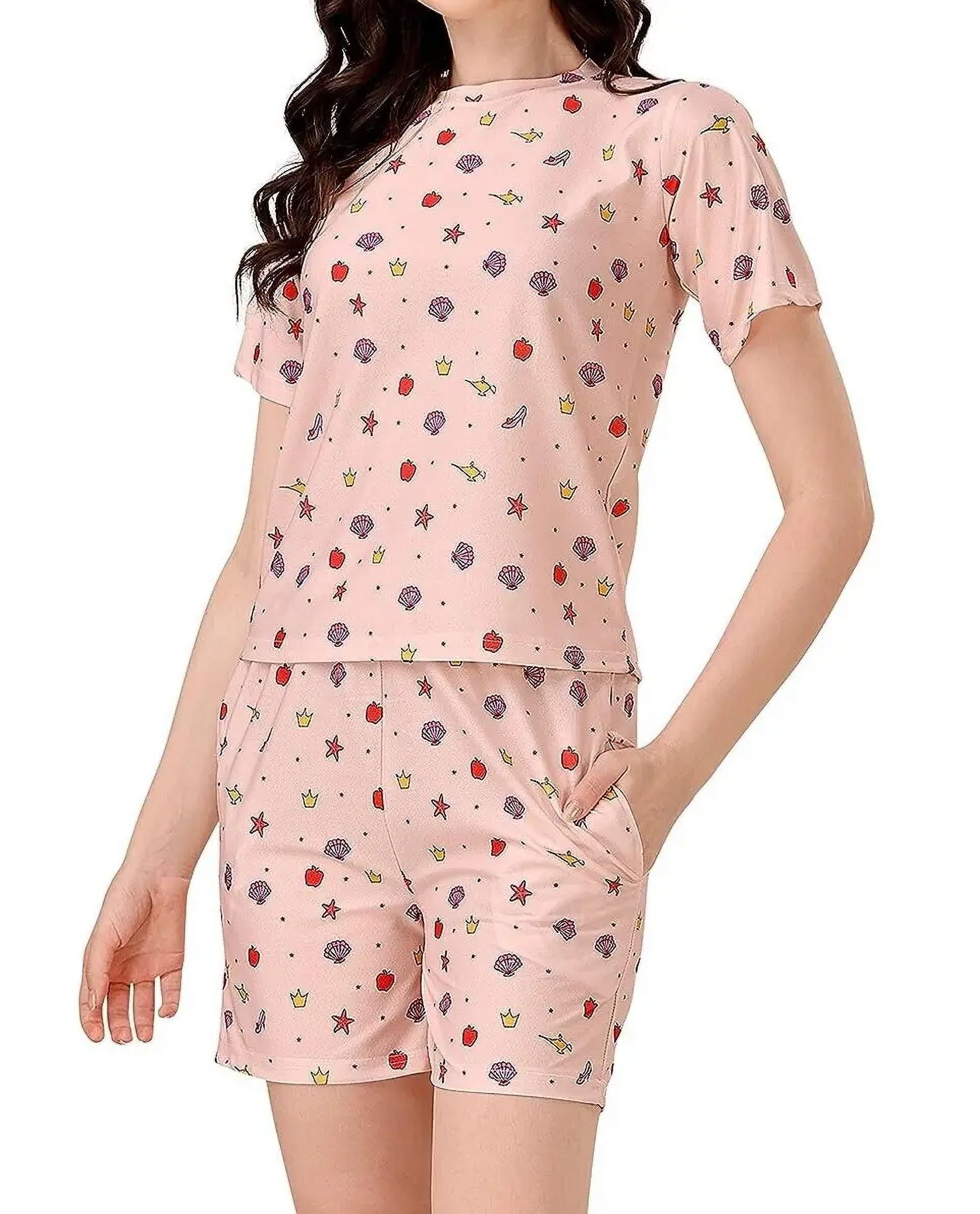 Cord Set for Women, Night Suits for Women, with 2 Pockets, Cotton Lycra