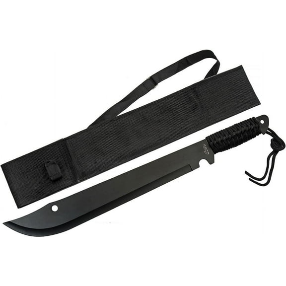 Cord-Wrapped Handle Black Finished Bushweed Machete with Nylon Sheath