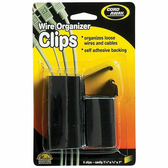 CordAway, MAS00204, Wire Clips, 6, Black