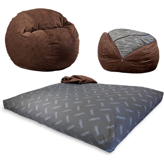 CordaRoy's Chenille Convertible Bean Bag Chair, Queen Classic, Espresso