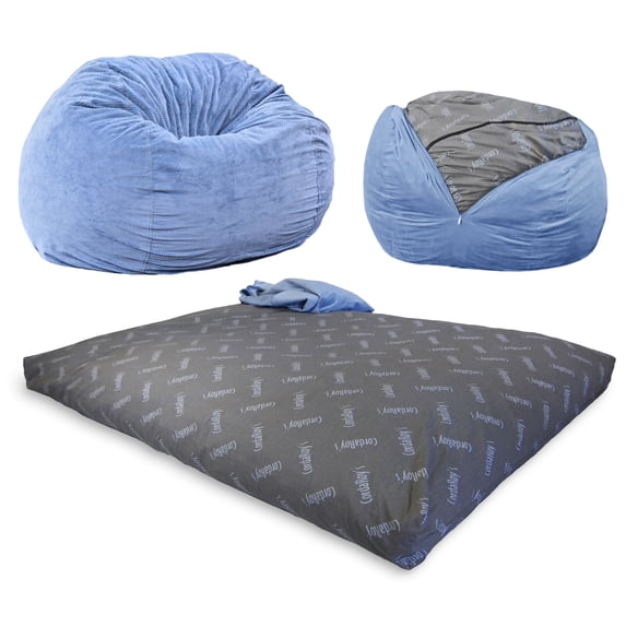 CordaRoy's Chenille Convertible Bean Bag Chair to Bed, As Seen on Shark Tank, Queen Size, Slate