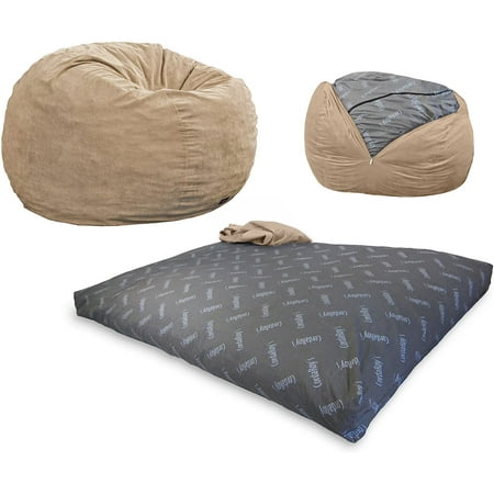 CordaRoy's Corduroy Convertible Full Size Bean Bag Chair, Khaki