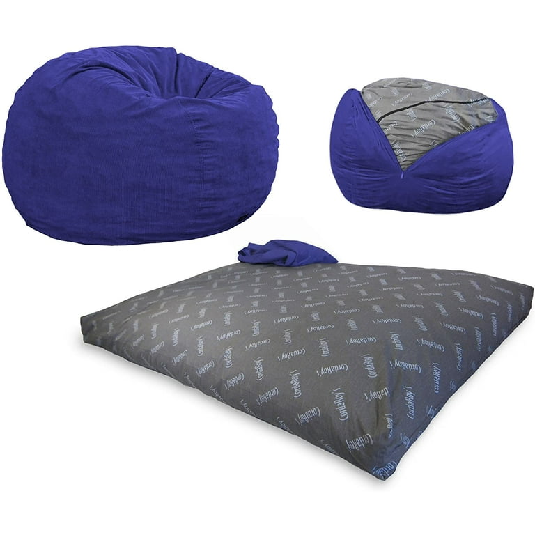 CordaRoy s Convertible Corduroy Full Size Bean Bag Chair Navy Walmart
