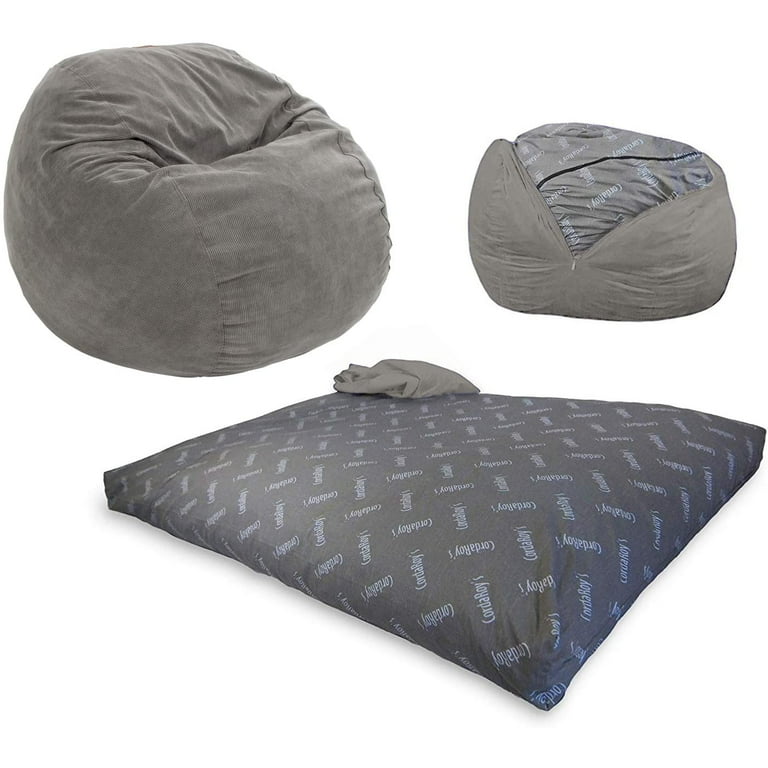 CordaRoy s Convertible Bean Bag Chair Queen Size Gray Transforms into Bed for Adults Walmart