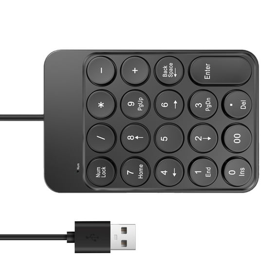 Corded 19 Key Corded Mechanical Numeric Keypad USB External Keyboard Notebook