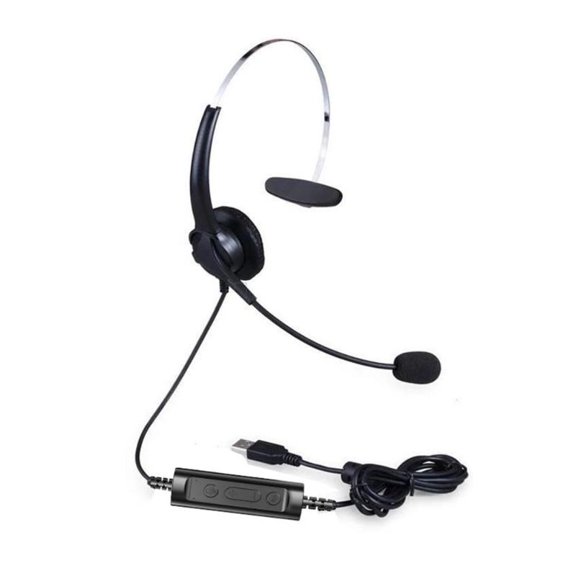 Corded Call Center Noise Cancelling USB Headset Headphone with Microphone Voice Control for Computer/PC/Laptop Use
