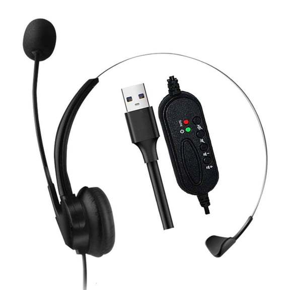 Corded Call Center Noise Cancelling USB Headset Headphone with Microphone