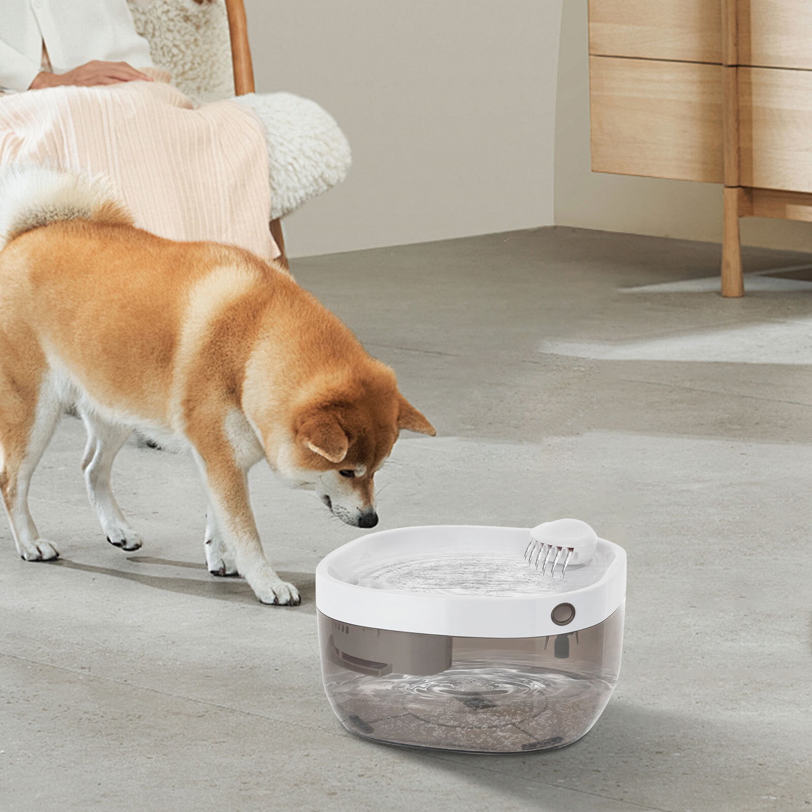 Corded Electric Cat Water Fountain, White, Low Noise, 7L Pet Water Fountain with 400ml Tray for Indoor